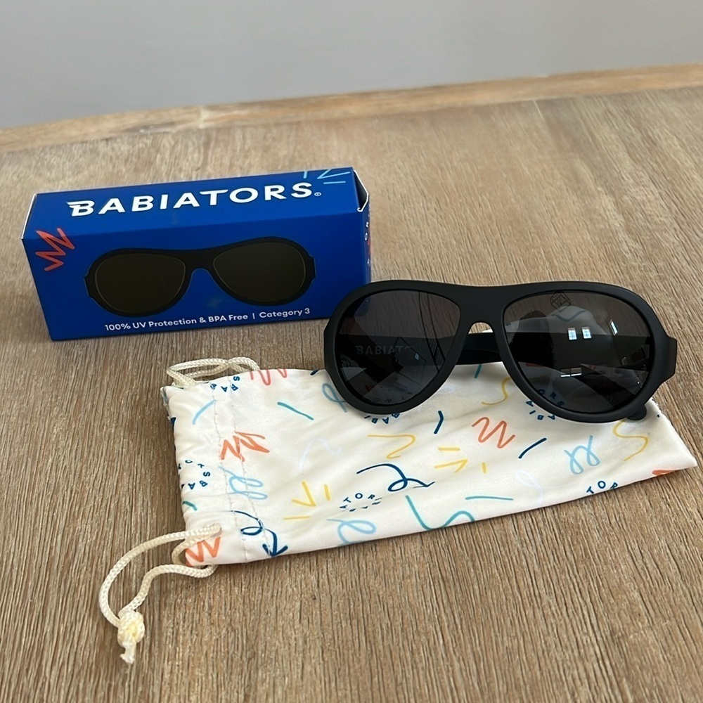 Babiators Originals Aviators Jet Black Smoke Lenses 3-5 years